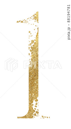 Golden glitter number 1 with dispersion effect isolated illustration 88194781