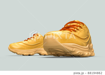 Pair of stylish shoes on grey background. 3D illustration 88194862