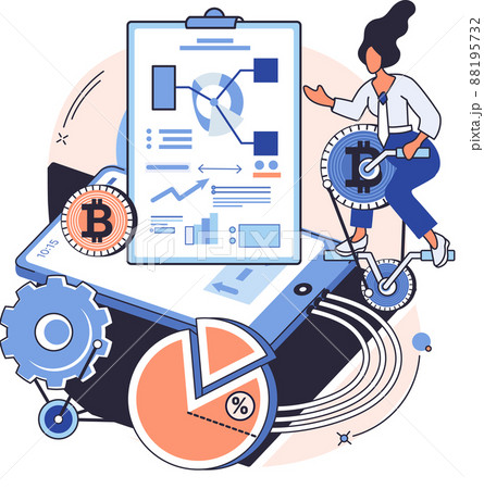 Cryptocurrency bitcoin mining metaphor, Blockchain technology. Cyber banking exchange procedures 88195732