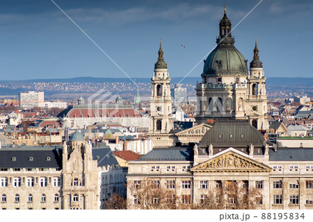 Budapest cityscape as seen from Gellert Hill. Hungary 88195834