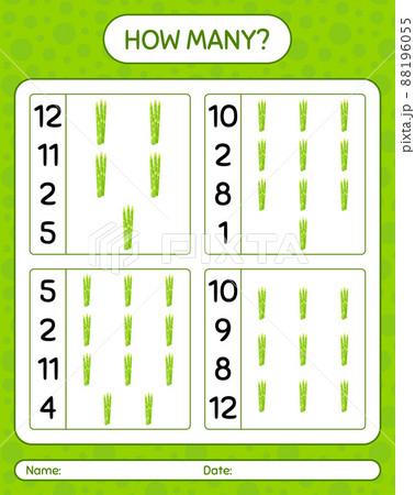 How many counting game with asparagus. worksheet for preschool kids, kids activity sheet, printable worksheet 88196055