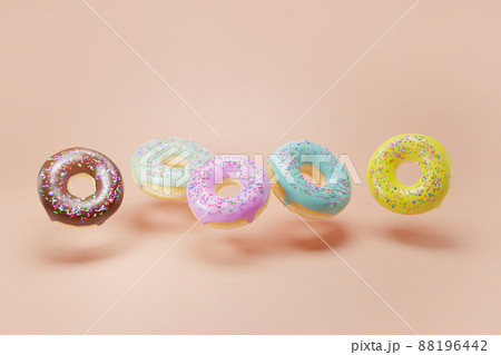 3d render of glazed donut with sweet sprinkle 3d render of glazed donut with sweet sprinkle 88196442