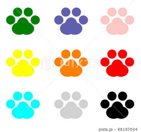 カラフルな動物の肉球イラスト 88197034
