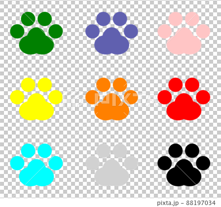 カラフルな動物の肉球イラスト 88197034