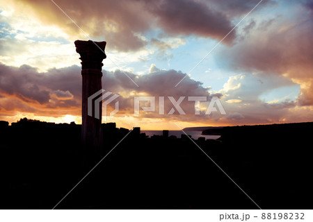 Silhouette of an ancient Kourion. Limassol District, Cyprus Silhouette of an ancient Kourion. Limassol District, Cyprus 88198232