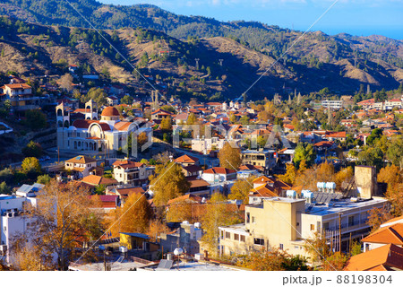 A view over the traditional mountain village of Kakopetria. Nicosia District. Cyprus A view over the traditional mountain village of Kakopetria. Nicosia District. Cyprus 88198304