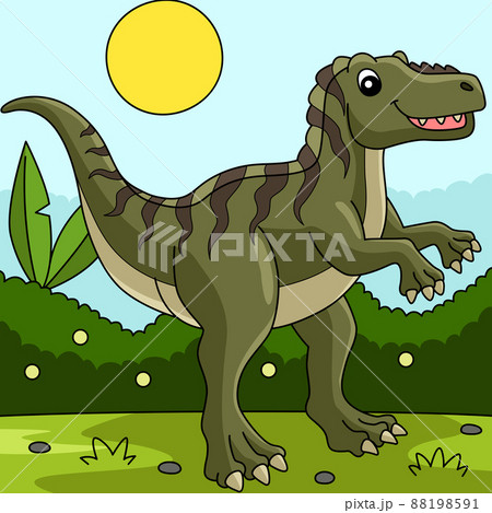 Fukuiraptor Dinosaur Colored Cartoon Illustration Fukuiraptor Dinosaur Colored Cartoon Illustration 88198591