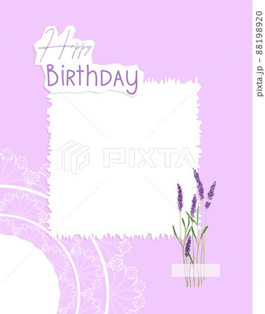 Happy Birthday collage pink postcard vintage style, lavender and lace doily, scrapbooking, for congratulations, place to insert. Happy Birthday collage pink postcard vintage style, lavender and lace doily, scrapbooking, for congratulations, place to insert. 88198920