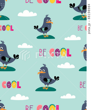 cartoon seamless pattern with cute funny seagull 88198984