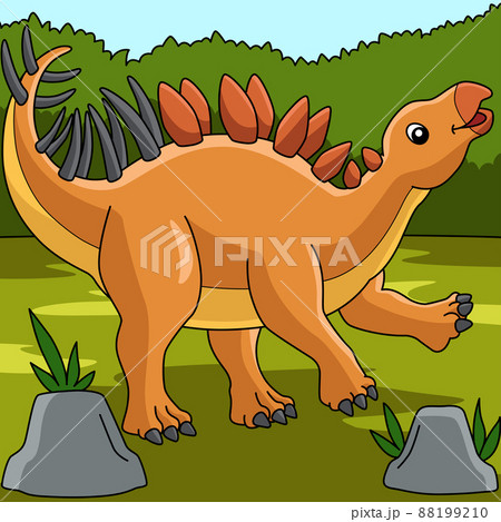 Kentrosaurus Dinosaur Colored Cartoon Illustration 88199210