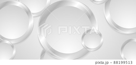 Grey silver geometric tech background with glossy rings 88199513