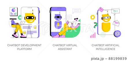 Chatbot programming abstract concept vector illustration set. Chatbot development platform, virtual assistant and Artificial Intelligence, wireframe, machine learning service abstract metaphor. Chatbot programming abstract concept vector illustration set. Chatbot development platform, virtual assistant and Artificial Intelligence, wireframe, machine learning service abstract metaphor. 88199839