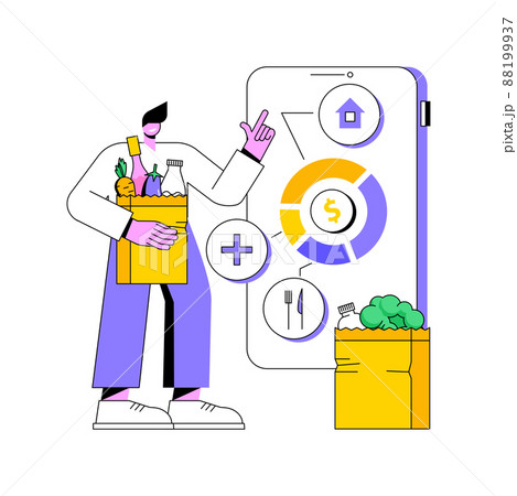 Domestic consumption abstract concept vector illustration. Gross domestic consumption of resources, local distribution, economics, internal use, products sold inside country abstract metaphor. 88199937