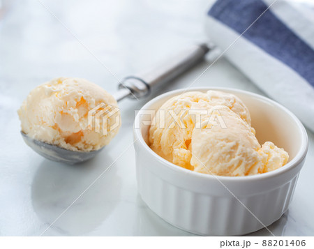 器に盛ったアイスクリームとアイスクリームスクープ 器に盛ったアイスクリームとアイスクリームスクープ 88201406