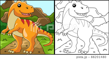 Tyrannosaurus Dinosaur Coloring Page Illustration 88201480