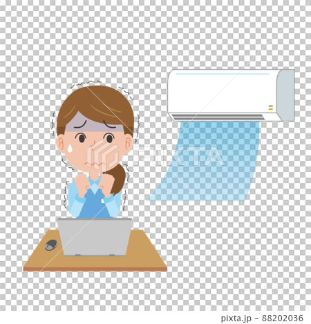 A woman who gets cold with an air conditioner 88202036