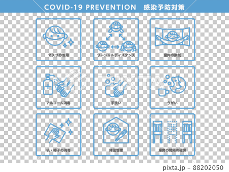 コロナ感染予防対策イラストセット 88202050
