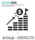 Goals icon vector with glyph style isolated on white background. Vector illustration target sign symbol icon concept for digital business, finance, company, apps, web and project 88202173