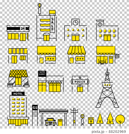 建物アイコンベクターイラストセット 88202969