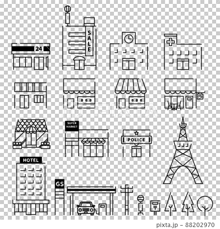 建築圖標矢量插圖集 88202970