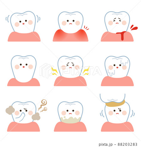 可愛い歯のキャラクターのイラスト 歯周病の症状のイラスト素材 8032