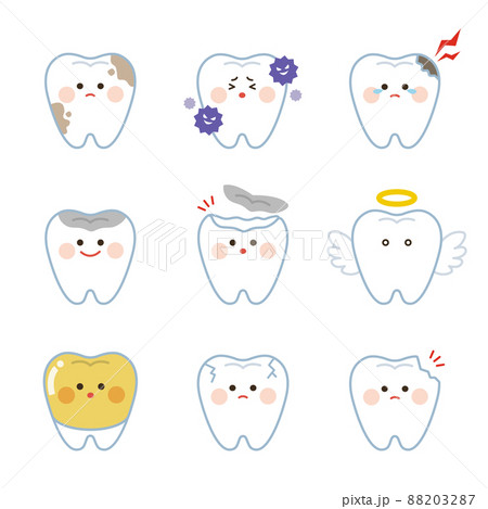 可愛い歯のキャラクターのイラスト 虫歯 可愛い歯のキャラクターのイラスト 虫歯 88203287