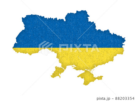 ウクライナの国土地図と国旗カラー