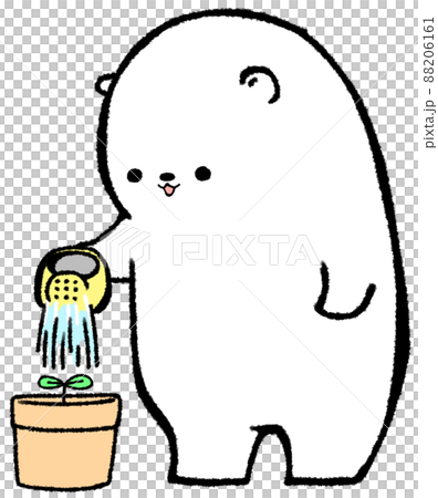 鉢植えの双葉に水をあげるしろくま 88206161