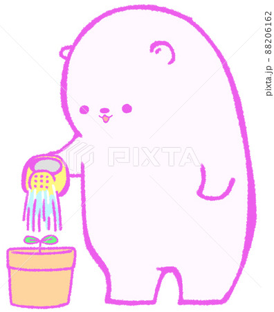 鉢植えの双葉に水をあげるしろくま(紫色) 鉢植えの双葉に水をあげるしろくま(紫色) 88206162