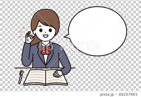 学生 女性 OKサイン 勉強 吹き出し 88207665