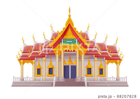 Marble Temple as Thailand Symbol and Famous Landmark Vector Illustration 88207828