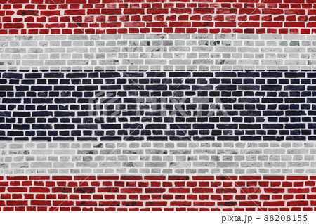 Flag of Thailand painted on a brick wall 88208155