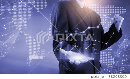 Stock market or forex trading graph and candlestick chart suitable for financial investment concept. Economy trends background for business idea and all art work design. Abstract finance background. Stock market or forex trading graph and candlestick chart suitable for financial investment concept. Economy trends background for business idea and all art work design. Abstract finance background. 88208300