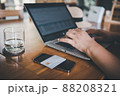 Business Credit Banking and Online Shopping Service, Close-Up of Business Woman Hands Using Credit Card for Paying Online Shopping on E-Commerce Web in Coffee Shop. Shopping Payment Via Credit Card 88208321