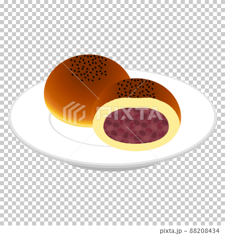 あんパン 単品と断面 お皿 88208434