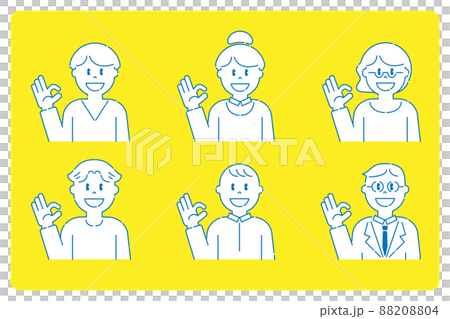 Various people who sign OK 1 Male and female line art Various people who sign OK 1 Male and female line art 88208804