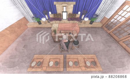 葬式 葬儀場 人あり CG イラスト 葬式 葬儀場 人あり CG イラスト 88208868