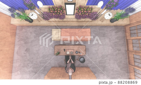 葬式　葬儀場　人あり CG イラスト 88208869