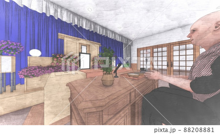 葬式 葬儀場 人あり CG イラスト 葬式 葬儀場 人あり CG イラスト 88208881