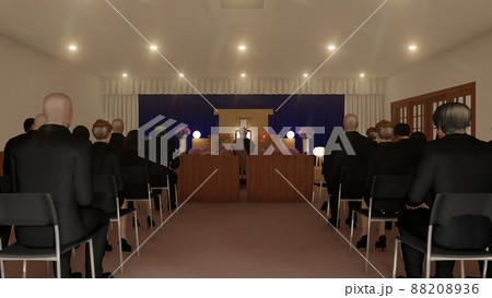 葬式　葬儀場　人あり CG イラスト 88208936