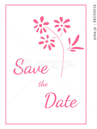 Save the Date card vector template with hand drawn flowers in vintage style. Marriage invitation printable. Elegant vector design 88209016