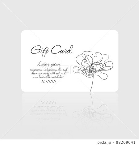 Gift card vector with elegant flower design on white background for beauty salon, spa, massage salon. Gift card template for voucher coupon Gift card vector with elegant flower design on white background for beauty salon, spa, massage salon. Gift card template for voucher coupon 88209041