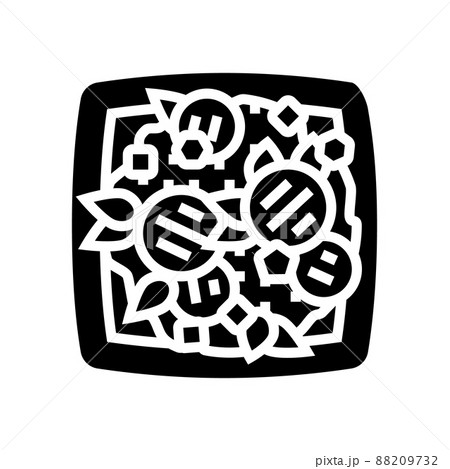 salad prepared from eggplant ingredient glyph icon vector illustration 88209732