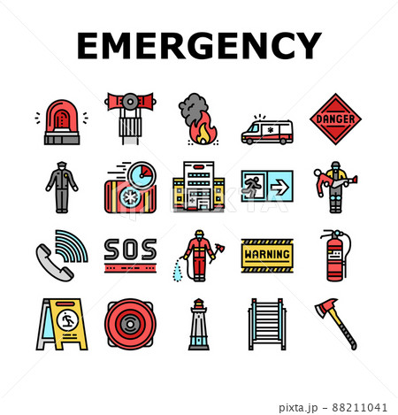 Emergency Helping In Accident Icons Set Vector 88211041