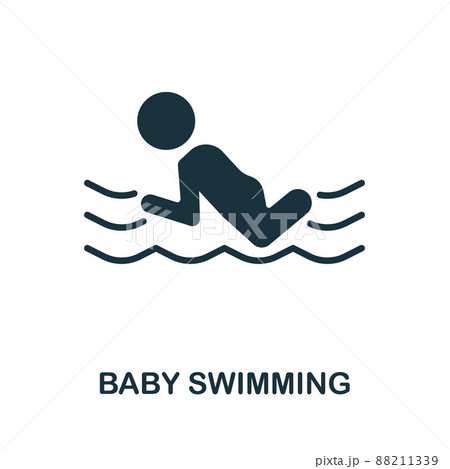Baby Swimming icon. Monochrome simple Baby Swimming icon for templates, web design and infographics 88211339