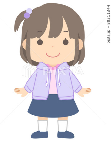 笑顔の女の子のイラスト 長袖のイラスト素材