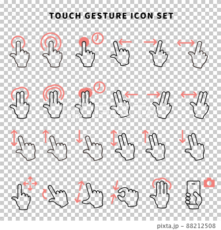 Vector illustration set of hand icon line drawing (operation of smartphone tablet) Vector illustration set of hand icon line drawing (operation of smartphone tablet) 88212508