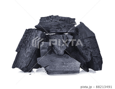 Pile of charcoal isolated on white 88213491