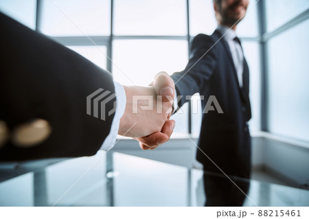 image is a confident handshake of business partners. 88215461
