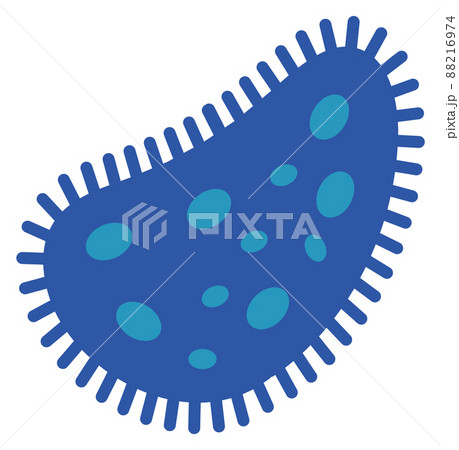 Blue amoeba icon. Flat bacteria. Biology symbol 88216974